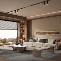 New Chinese Zen Style Home Living Room Song Style Aesthetics Living Room Zen Style Living Room Sofa Coffee Table Combination 3d model