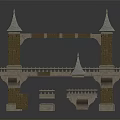 Ancient Architectural Structure With Towers Spires Arches And Stone Platform Design 3d model