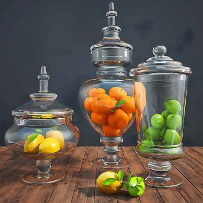 Modern glassware fruit jar 3d model Modern glassware fruit jar 3d model