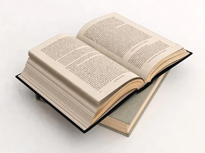 Open Book with Text on Pages Stacked on Another Classic Book 3d model