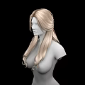 Game and Movie Character 3D Model With Long Blonde Wavy Center Parted Hair Upper Body