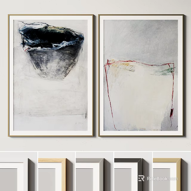 Abstract Wall Art Paintings With Framed Design And Multiple Color Options 3d model 