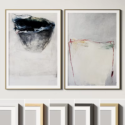 Abstract Wall Art Paintings With Framed Design And Multiple Color Options 3d model