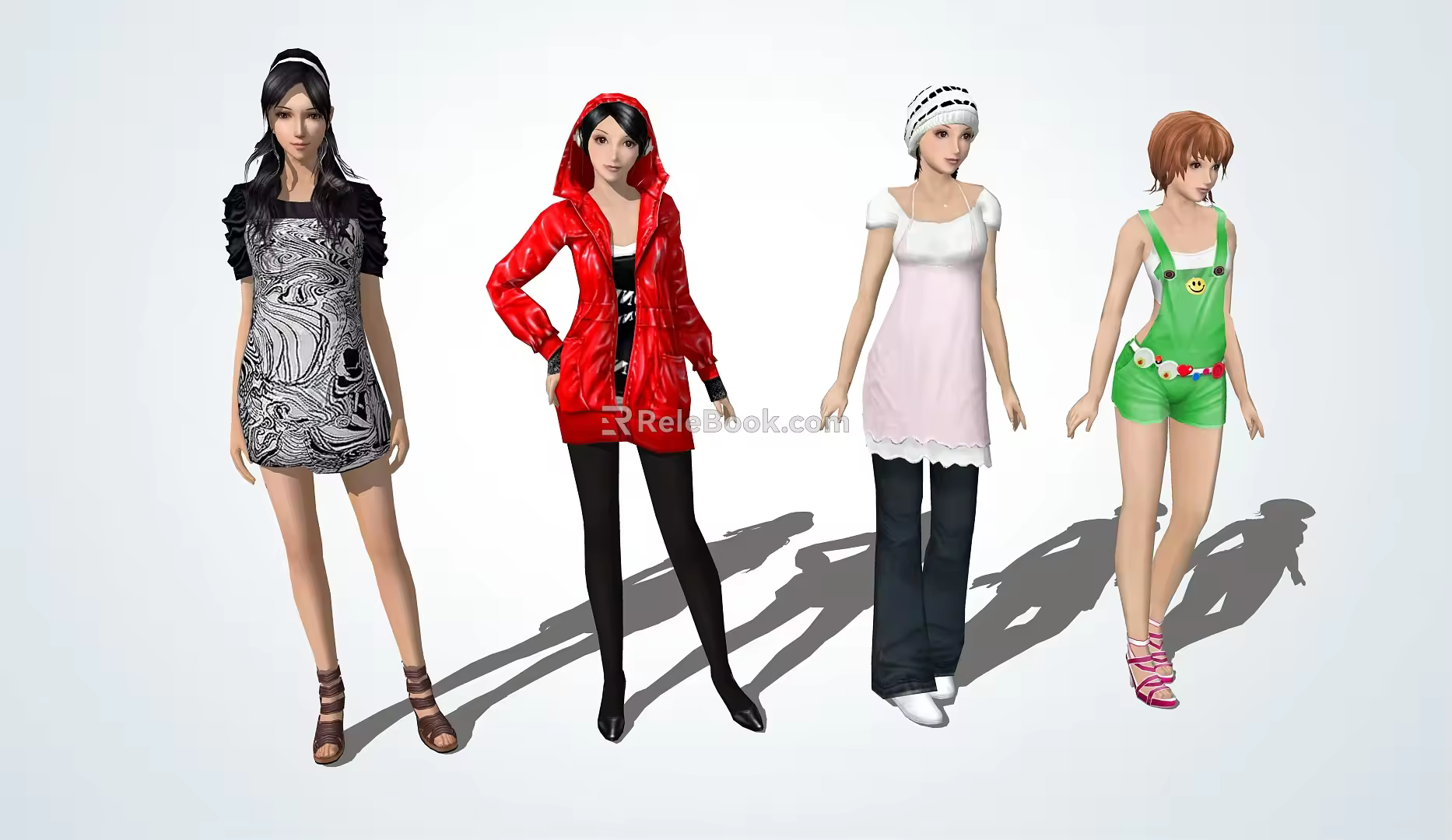 Modern game character girl 3d model
