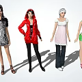 Modern game character girl 3d model