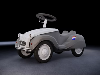 Vintage Kids Electric Toy Car with Steering Wheel and Comfortable Seats 3d model