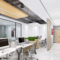 Modern Public Office Space With Chow Tai Fook Logo Glass Partitions Workstations And Green Plants