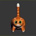 Orange Striped Cat Plush Toy With Big Green Eyes White Tipped Tail And White Paws