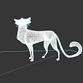 3D Wooden Cat Sculpture With Striped Texture And Unique Tail Design