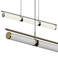 Modern Pendant Lights with Long Metal Frame and White Ribbed Shade for Contemporary Interior