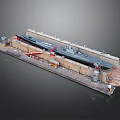 Submarine In Dry Dock With Maintenance Equipment And Surrounding Structures