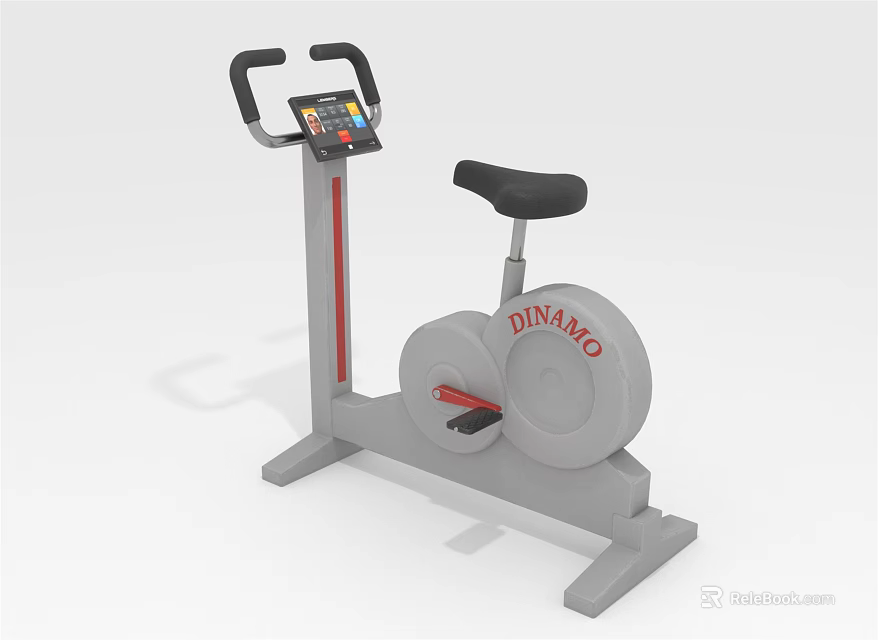 Dynamo Stationary Exercise Bike With Digital Display Black Seat And Red Accents 3d model 