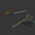 Weapons With Wheels Yellow And Gray Cannon Artillery For Military Use
