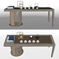 Modern Minimalist Tea Table and Chairs Design With Tea Sets Cups and Books