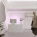 Modern White Exterior Clothing Store With Transparent Glass Window Mannequins And Fashion Clothing Displays