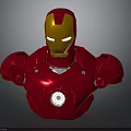 Iron Man Bust With Red Armor Gold Helmet Glowing Eyes And Arc Reactor