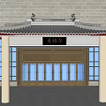 Golden Entrance Gate with Multiple Glass Doors and Decorative Frames