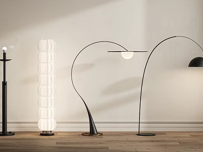 Modern Floor Lamps With Curved Stand And Cylindrical Design For Living Room Decor 3d model