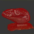 Ancient Mythical Creature Stone Carving With Intricate Patterns On Green Base