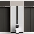 Modern Hotel Elevator Lobby With Black And White Elevator Doors And Decorative Panels