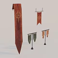Various Colored Flags With Intricate Patterns On Stands And Wall Mounts