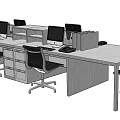 Modern Office Desks With Computer Monitors Ergonomic Chairs And Storage Drawers