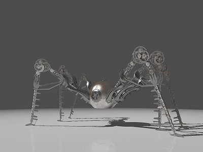 Smart Robotic Machine Spider Like Design With Mechanical Legs And Metallic Spherical Core 3d model