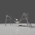 Smart Robotic Machine Spider Like Design With Mechanical Legs And Metallic Spherical Core 3d model
