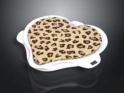 Heart Shaped Leopard Print Lifestyle Product With White Frame And Soft Surface 3d model