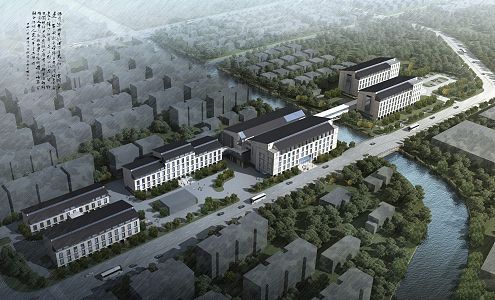 Hospital aerial view 3d model