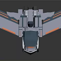 Futuristic Cosmic Spacecraft 3D Model With Low Poly Design Blue White Orange Accents