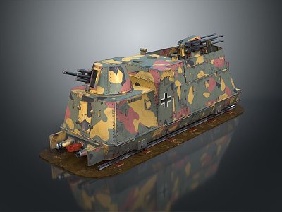 Modern Armed Train Military Card Air Defense Armored Vehicle Armored Train 3d model