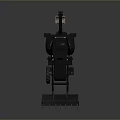 Black Utility Vehicle with Front Loader Bucket Excavator Arm and Cab