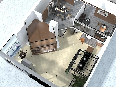 Birds Eye View Interior Layout With Modern Design And Functional Living Dining Zones 3d model