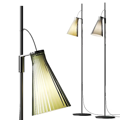 Modern Contemporary Floor Lamp With Sleek Metal Stand And Textured Conical Shade 3d model