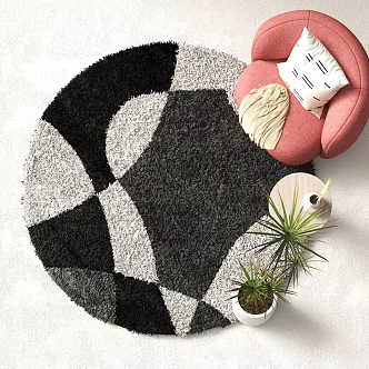 Modern round carpet decoration 3d model