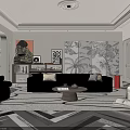 Modern Beige Three Seater Sofa With Patterned Throw Pillows And Coffee Table In Living Room