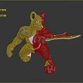 Anthropomorphic Snow Leopard Character Holding Sword in Battle Stance with Spotted Fur and Decorative Patterns