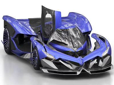 Blue Supercar Featuring Scissor Doors Modern Sleek Exterior and Sporty Design 3d model