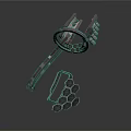 Intricate Mechanical Weapon With Metal Structure Hexagonal Components And Ring Design