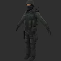 3D Military Character Model In Tactical Uniform With Helmet And Mask Standing Pose