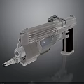 Futuristic Metallic Weapon Design With Mechanical Grip And Barrel Structure
