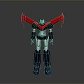 Robot Character With Red Wings Black And White Body And Blue Legs 3D Model Design