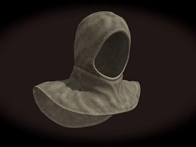 Gray Hooded Cloak Style Fabric Hat With Flared Hem And Stitched Design 3d model
