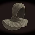Gray Hooded Cloak Style Fabric Hat With Flared Hem And Stitched Design