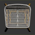 Modern Woven Light Colored Bar Stool With Yellow Wooden Legs And Simple Design