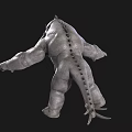 Grey Fantasy Monster With Large Tusks Sharp Teeth Open Mouth And Outstretched Arms