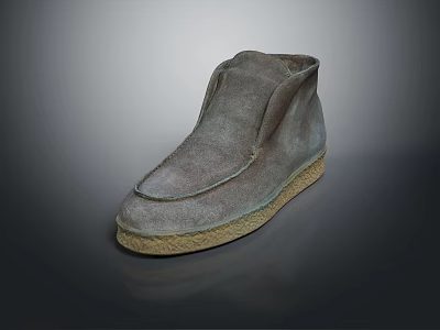 Casual Gray Suede Mid Top Slip On Shoes With Natural Sole And Minimalist Design 3d model