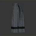 Gray Striped A line Skirt With Black Trim At Bottom And Structured Design