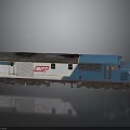 Blue And White CR Logo Train Locomotive With Rusted Roof And Gray Background